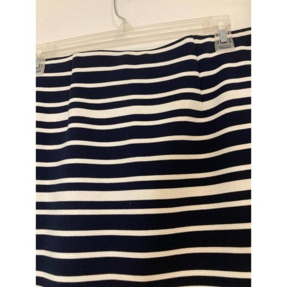 LOFT Women's Pencil Skirt Navy White Stripe Elastic Waist Business Casual Medium - Picture 4 of 8